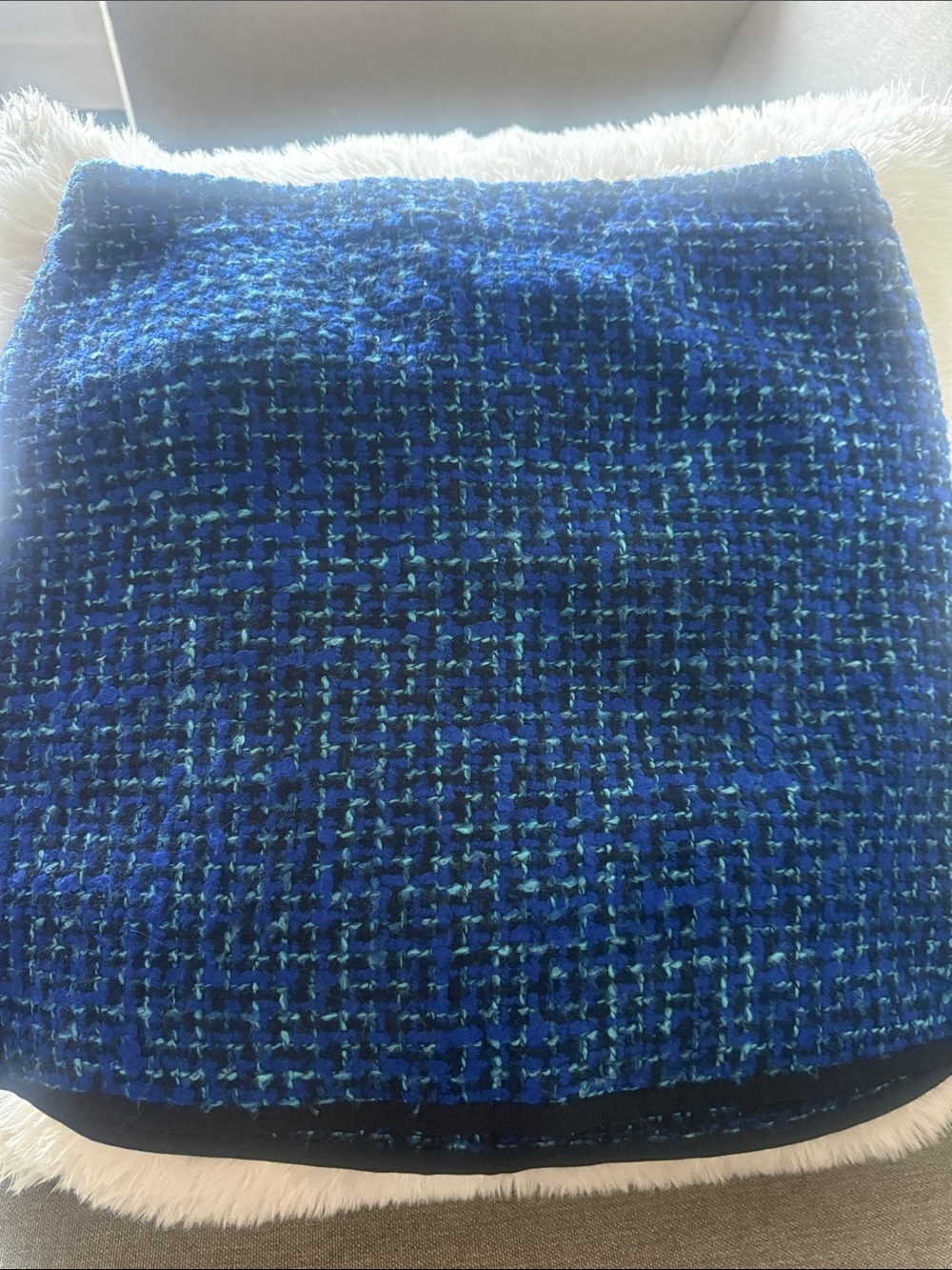 J. Crew Blue Tweed Mini Skirt with Aqua Accents